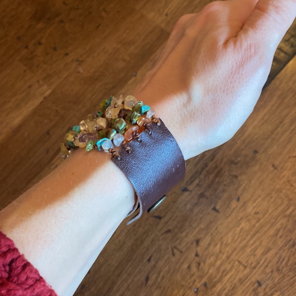 Bundle Special! Leather cuff bracelet with beads - Picture 6 of 6